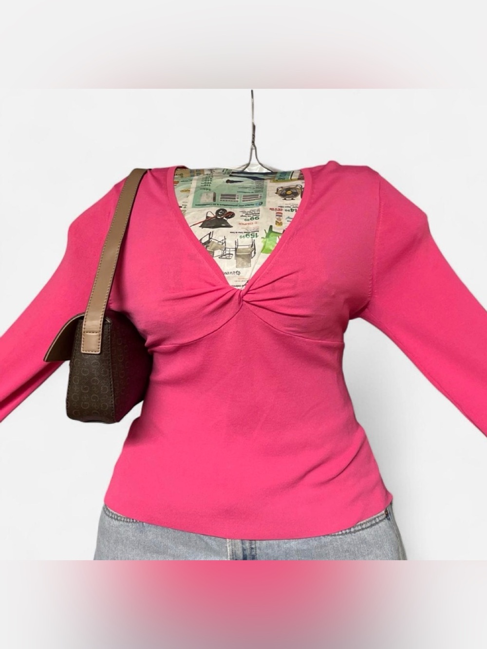Cable and Gauge y2k pink v neck